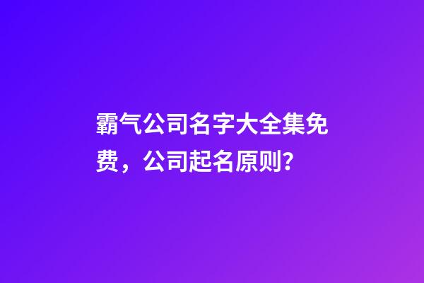 霸气公司名字大全集免费，公司起名原则？