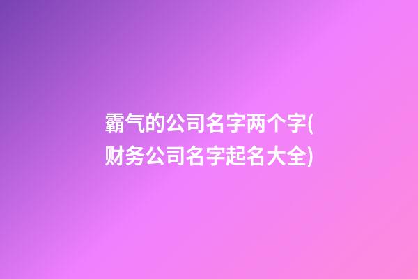 霸气的公司名字两个字(财务公司名字起名大全)-第1张-公司起名-玄机派