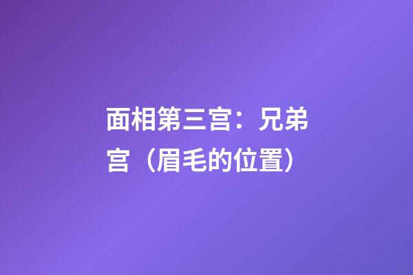 面相第三宫：兄弟宫（眉毛的位置）