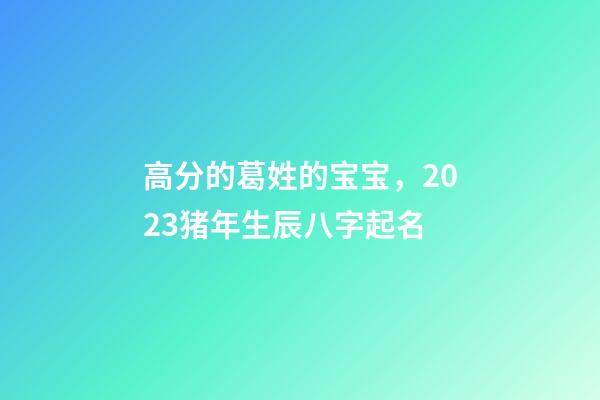 高分的葛姓的宝宝，2023猪年生辰八字起名