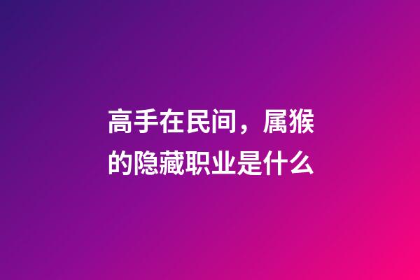 高手在民间，属猴的隐藏职业是什么