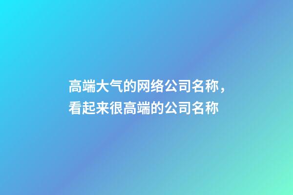 高端大气的网络公司名称，看起来很高端的公司名称