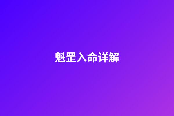 魁罡入命详解