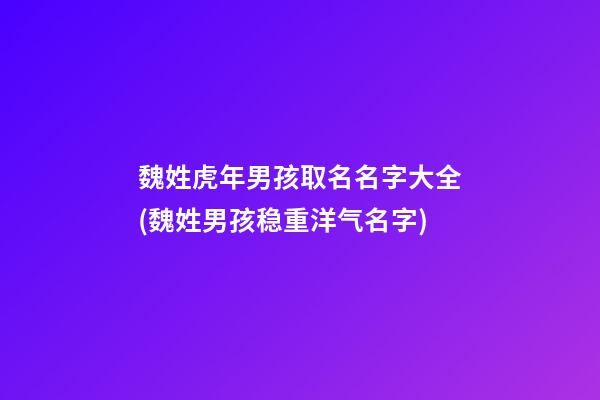 魏姓虎年男孩取名名字大全(魏姓男孩稳重洋气名字)