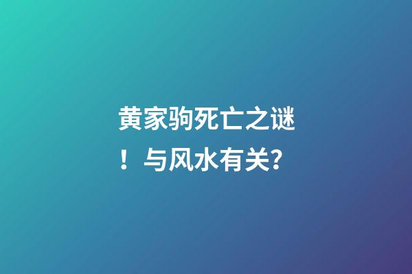 黄家驹死亡之谜！与风水有关？