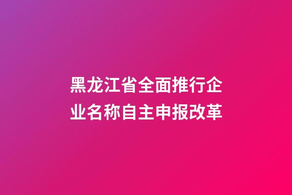 黑龙江省全面推行企业名称自主申报改革-第1张-公司起名-玄机派