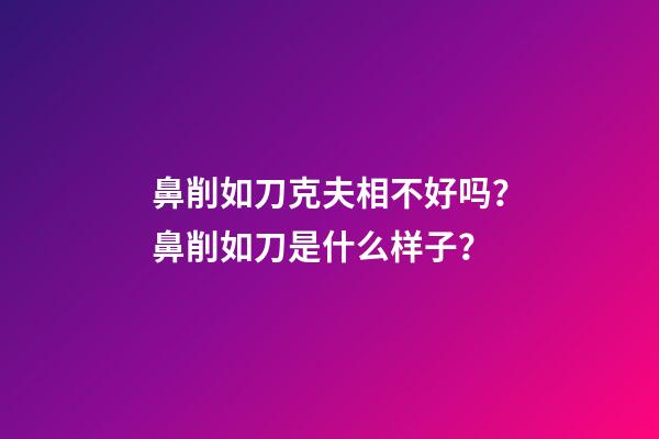 鼻削如刀克夫相不好吗？鼻削如刀是什么样子？