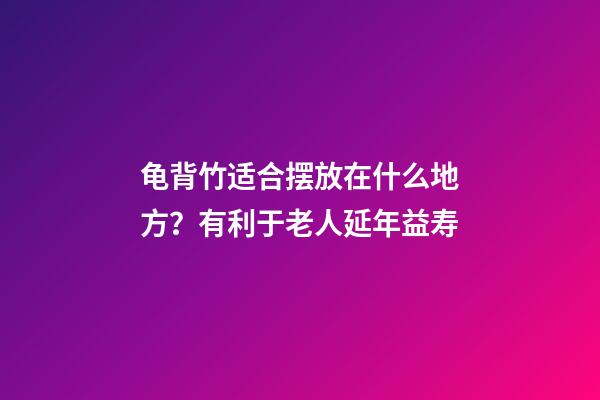 龟背竹适合摆放在什么地方？有利于老人延年益寿